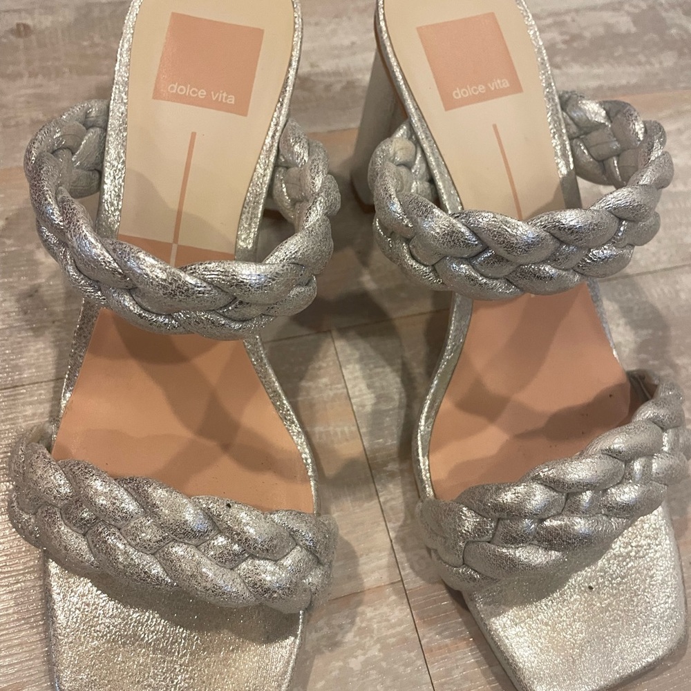 Silver braided dressy sandal